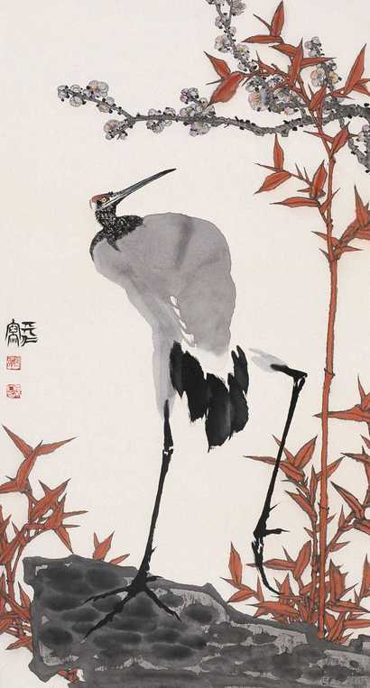 谭天仁 鹤 镜心